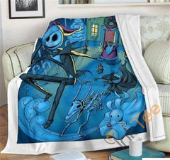 Jack and Santa Nightmare Before Christmas Sherpa Fleece Blanket Gifts for Family, for Couple
