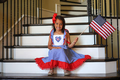 SALE READY TO SHIP Baby Toddler Little Girls 4th of July Patriotic I Heart America Pom Pom Dress