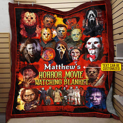 USA MADE Personalized Name Horror Movies Watching Blanket – Halloween   – Mink Sherpa Blanket