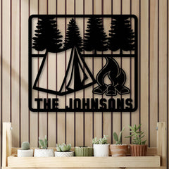 Camping Personalized Signs Campfire Camping Decor Vintage Decorative Metal Sign – Indoor Outdoor Decor