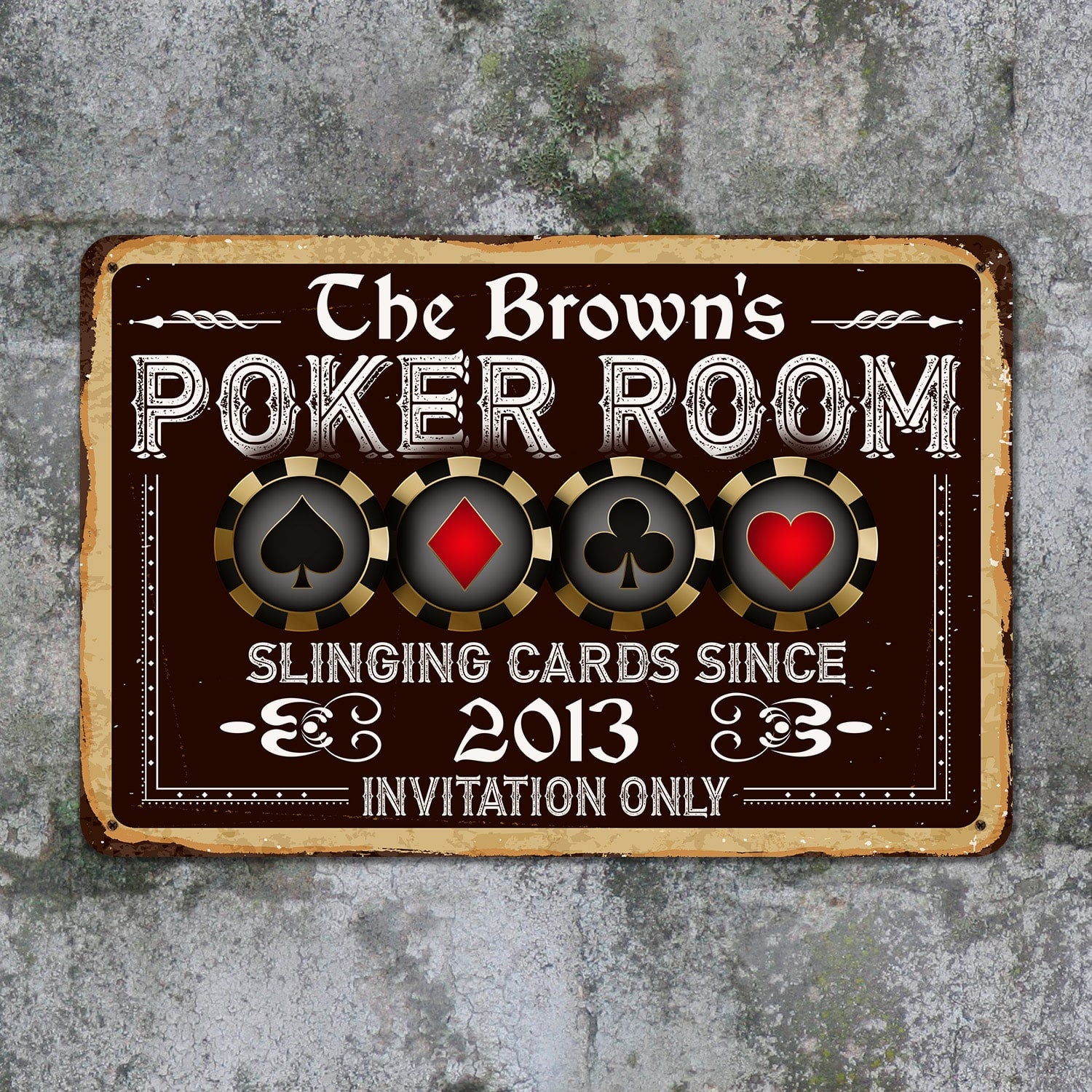3NH. Poker Room - sample design Metal Sign Mockup 12