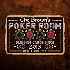 3NH. Poker Room - sample design Metal Sign Mockup 14