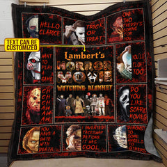 USA MADE Personalized Name Horror Movies Blanket – Halloween Movies Watching   – Horror Characters Blanket | Customized Throw Blanket