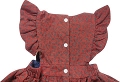 Baby Toddler Litlle Girls Fall Thanksgiving Floral Ruffle Pinafore Dress - Brown/ Brocade - Angeline Kids