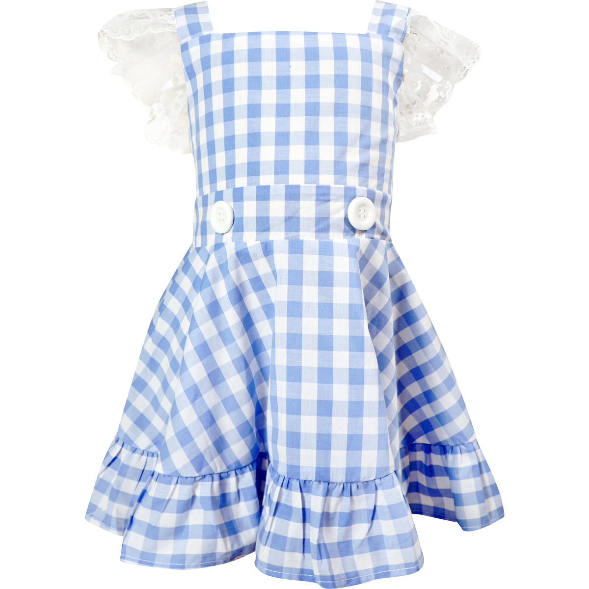 Baby Girls Wizard Of Oz Dorothy Blue Gingham Pinafore Dress - Blue/White - Angeline Kids
