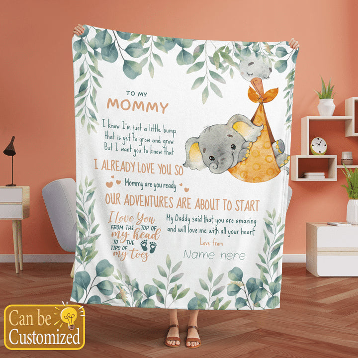 Personalized elephant Baby Shower Gift, new mom gift, Mother's day gift, baby blanket