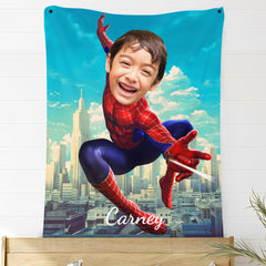 USA MADE Custom Blankets Personalized Photo Blanket Fleece Jumping Spider Boy, Painting Style
