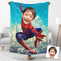 USA MADE Custom Blankets Personalized Photo Blanket Fleece Jumping Spider Boy, Painting Style