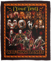 USA MADE Personalized Name Horror Movie Watching Blanket Halloween Characters | Customized Halloween Throw Blanket