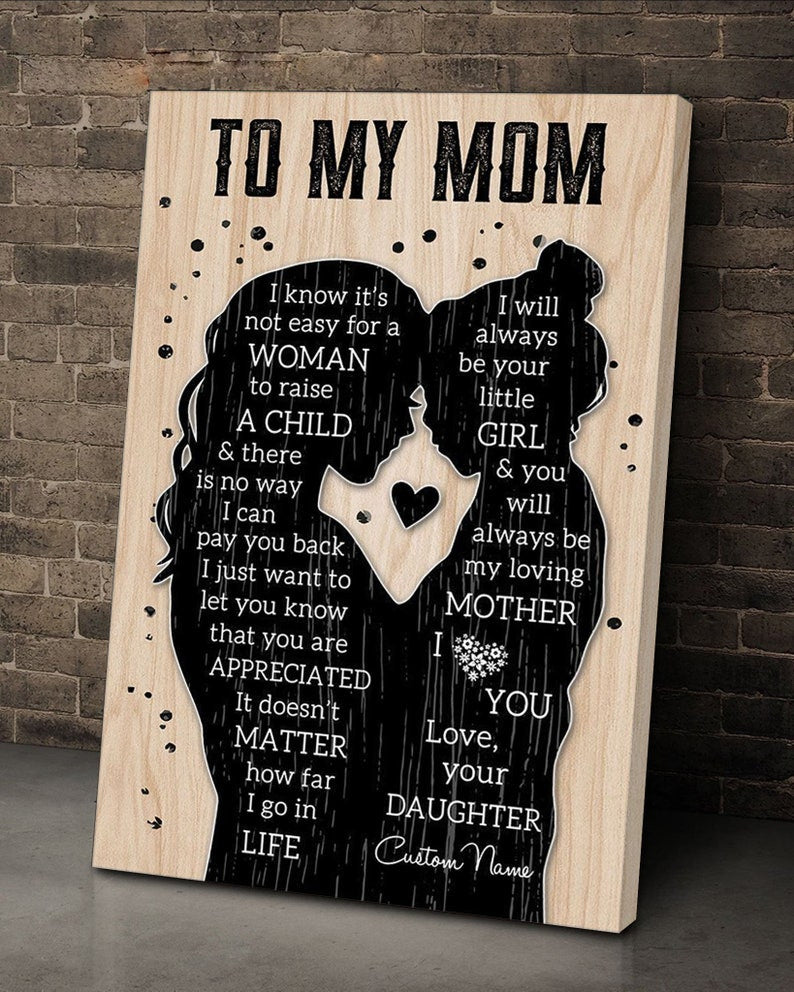 Personalized Mother Canvas from Little Girl, To My Mom I Am Because You Are So Much of Me Canvas
