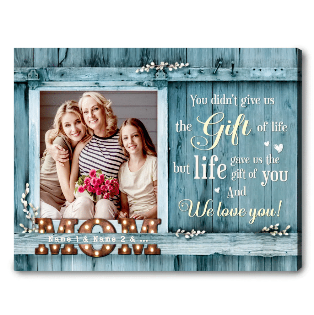 Custom Picture Mother and Daughters, Mom and Son Canvas, Mom To the world you may be one person Bedroom Decor