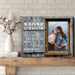 Custom Photo Mom and Kids Mother Canvas Rustic Window Wall Art Canvas for Bedroom