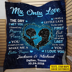 USA MADE Personalized Star Map My Only Love The Day I Met You I Found Missing Piece Halloween   – Nightmare Christmas Custom Blanket