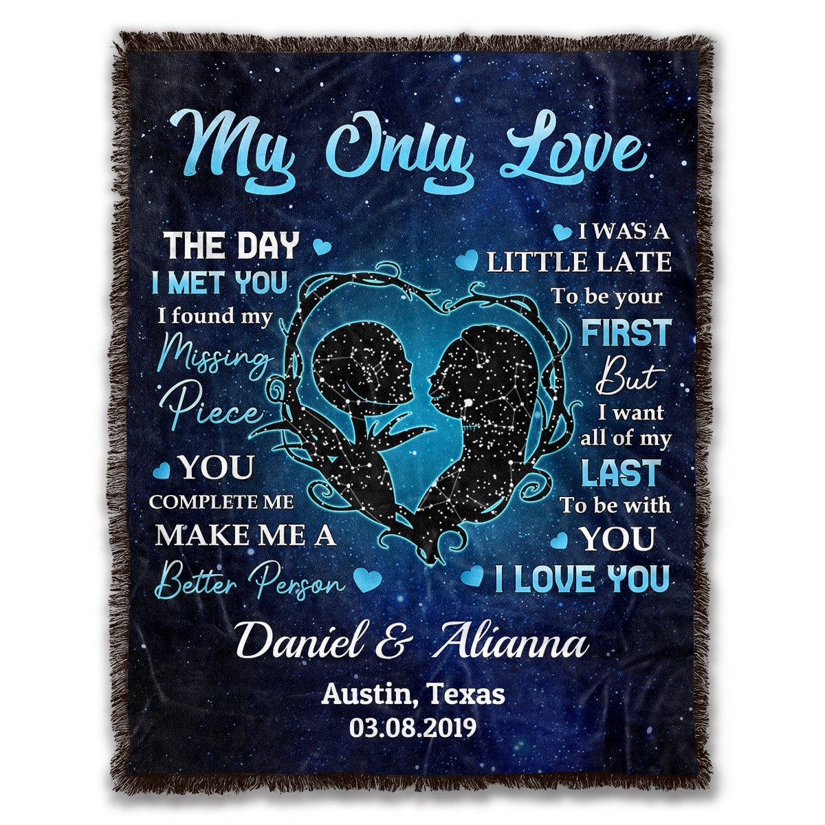 USA MADE Personalized Star Map My Only Love The Day I Met You I Found Missing Piece Halloween   – Nightmare Christmas Custom Blanket