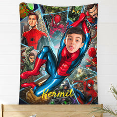 USA MADE Custom Blankets Personalized Photo Blanket Fleece Swing Spiderboy Painting Style Blanket