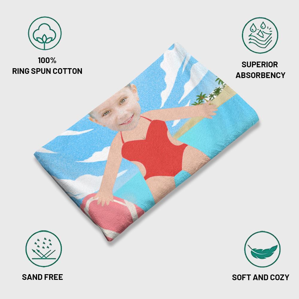 Custom Photo Beach Towel , Tinkerbell Christmas Swimming Towel, Quick Dry Bath Towel