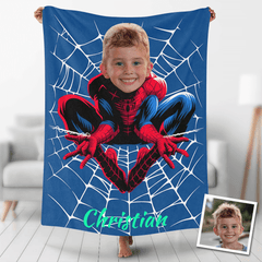 USA MADE Custom Blankets Personalized Photo Blanket Fleece Spiderboy Spining Painting Style Blanket