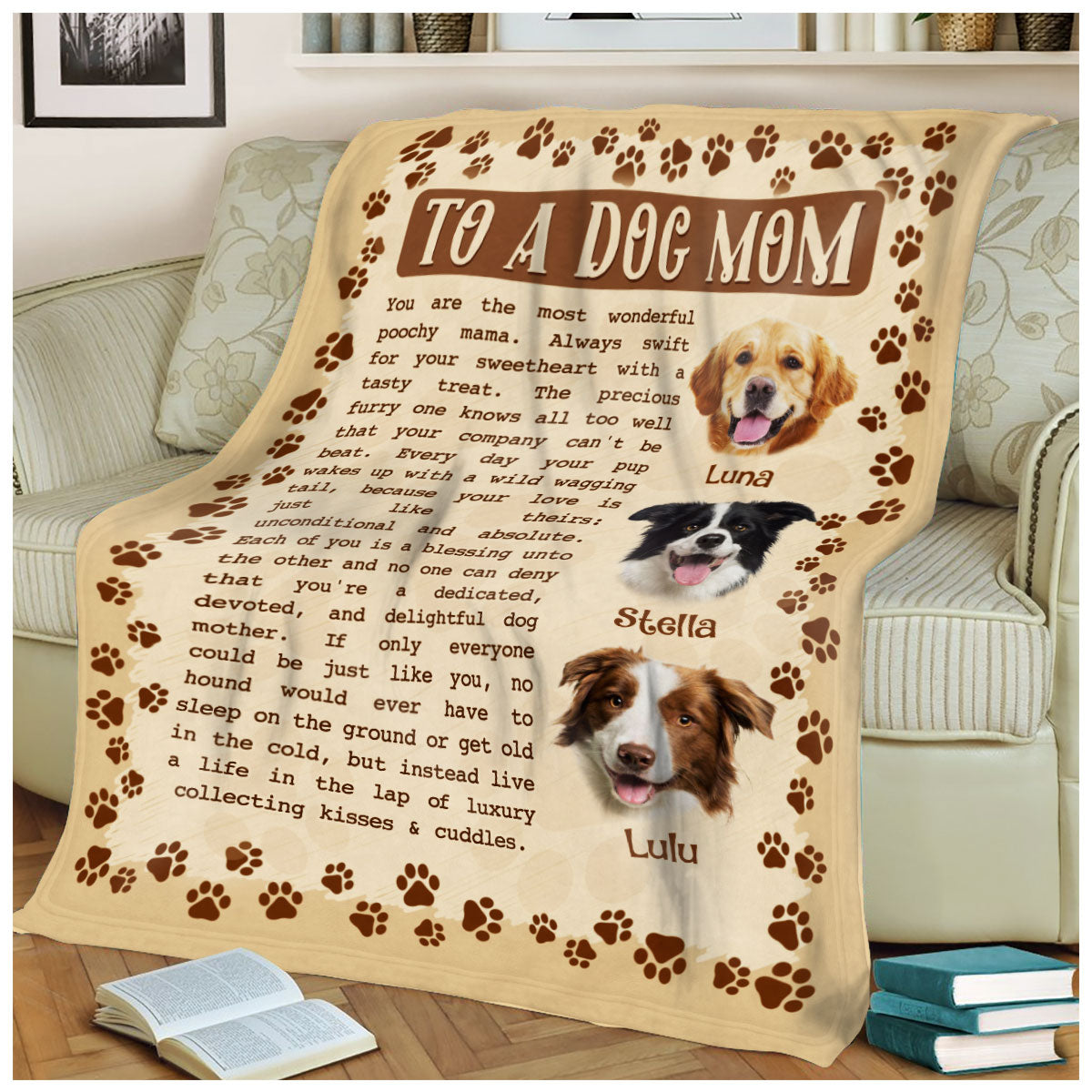Custom Photo Dog Mom Fleece Blanket Unique Gift Idea For Pet Lovers