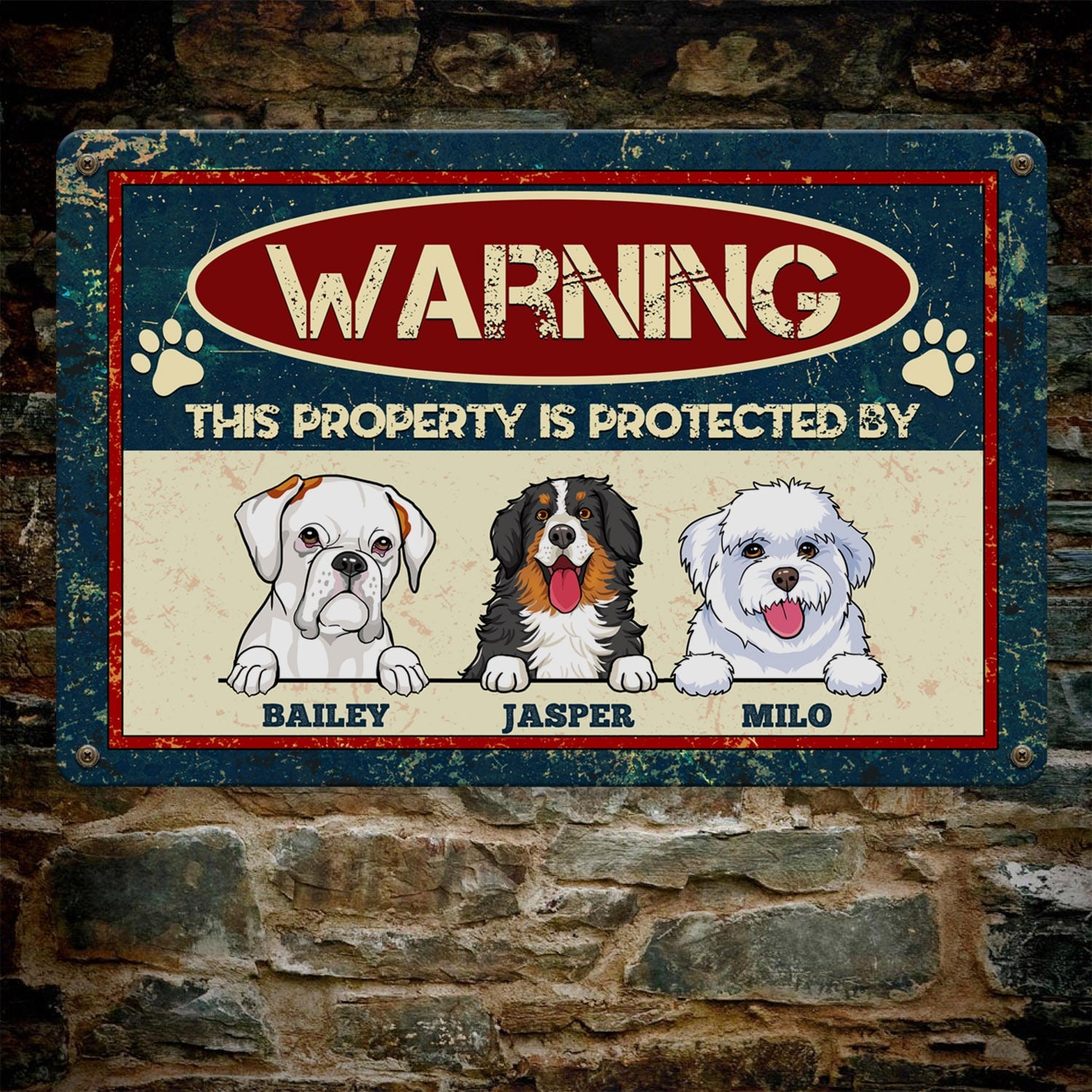 6VT. Dogs Warning This Property Is Protected metal sign mk5