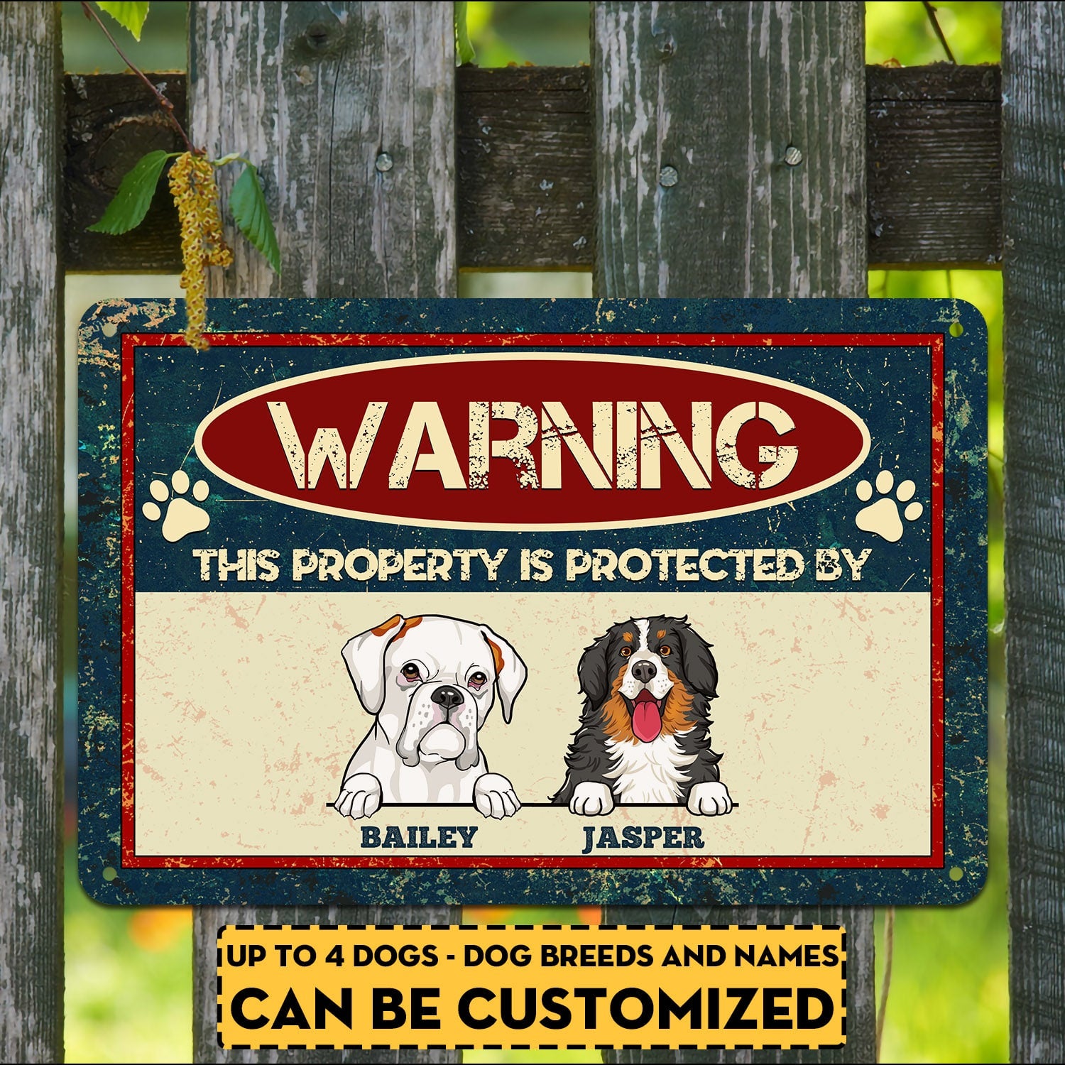Personalized Dog Breeds Warning This Property Is Protected By Decorative Metal Sign – Dog Lover Outdoor Decor