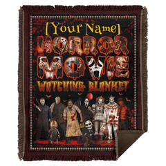 USA MADE Personalized Horror Movie Watching Blanket For Horror Movie Lover  | Customized Halloween Throw Blanket