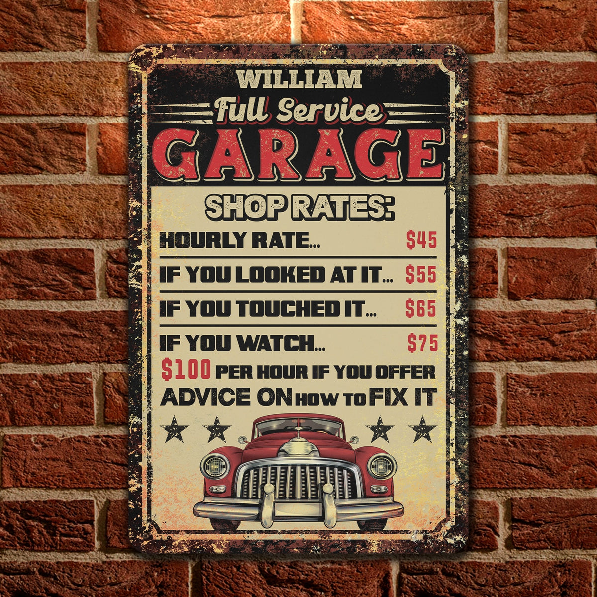 4O. Full Service Garage (Sample Design) Metal Sign Mockup 1