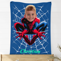 USA MADE Custom Blankets Personalized Photo Blanket Fleece Spiderboy Spining Painting Style Blanket
