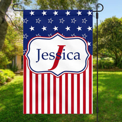 American Flag 4th Of July Personalized Custom Family Name Garden Flag H339