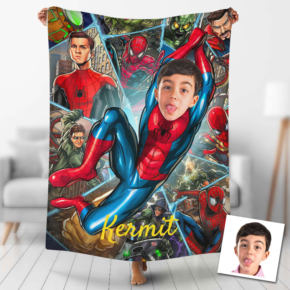 USA MADE Custom Blankets Personalized Photo Blanket Fleece Swing Spiderboy Painting Style Blanket