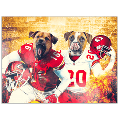 USA MADE Personalized Football Pet Portrait | 'Kansas City Dog' Personalized 2 Pet Poster| Custom Football Pet Portrait Wallart, Canvas, Poster, Digital Download | Dog Mom, Dog Dad Gifts