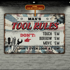 Personalized Tool Rules Vintage Retro Metal Sign – Funny Garage Shop Tin Sign