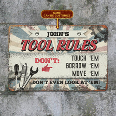 Personalized Tool Rules Vintage Retro Metal Sign – Funny Garage Shop Tin Sign