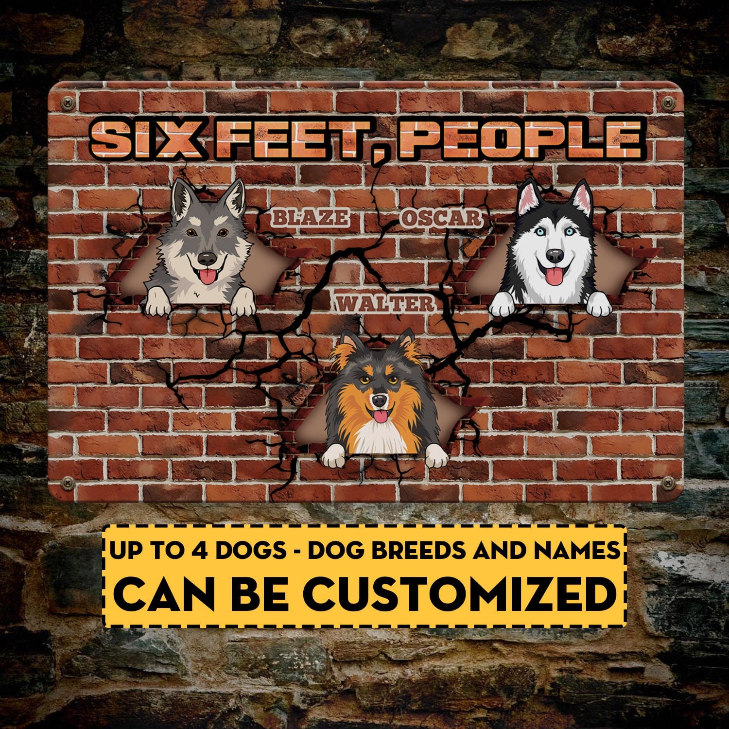 Personalized Dog Breeds Six Feet People Decorative Metal Sign – Indoor Outdoor Decor Farmhouse
