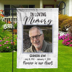 In Loving Memory Forever In Our Hearts Family Personalized Custom Photo Garden Flag