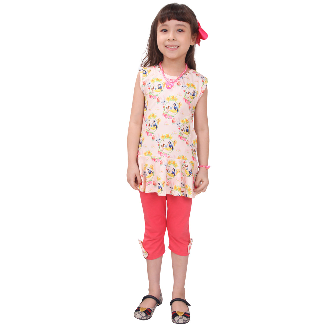 Baby Toddler Little Girls Disney Inspired Snow White Princess Peplum Top & Capri Pants Set - Angeline Kids