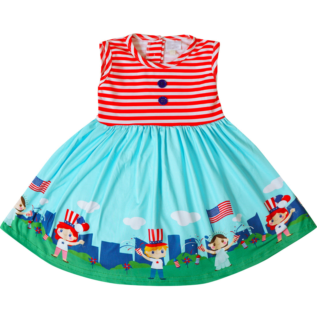 Baby Toddler Little Girls 4th of July Patriotic Dress - Red Stripes - Angeline Kids