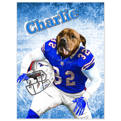 USA MADE Football League 'Buffalo Dog' Personalized Pet Poster | Custom Pet Portrait Football Dog, Cat Canvas , Poster, Digital Download | Dog Dad Gift , Dog Mom Gift , Personalized Pet Canvas Gifts
