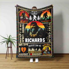 Bigfoot Blanket, Wildlife Blanket, Sasquatch Blanket, Bigfoot Gift, Custom Name Blanket, Sasquatch Lover Blanket, Blanket For Gift