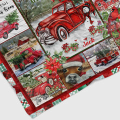 At Christmas All Roads Lead Home Blanket, Christmas Blanket, Red Truck Christmas Blanket, Custom Name Blanket, Christmas Truck Blanket, Red Truck Lover Gift, Christmas Gifts
