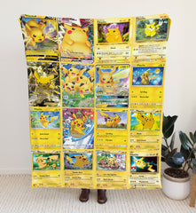 USA MADE Personalized PK Blankets, Custom Name Multi Pikachu Version 2 Blanket, Anime Manga Gamer Throw