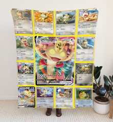 USA MADE Personalized PK Blankets, Custom Name Multi Meowth Blanket, Anime Manga Gamer Throw