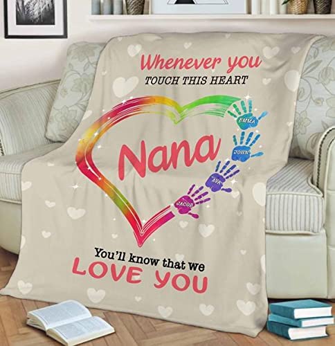 Customized Blanket For Nana, Grandma We Love You Grandparent Blanket With Custom Kids Names, Birthday, Mother's Day