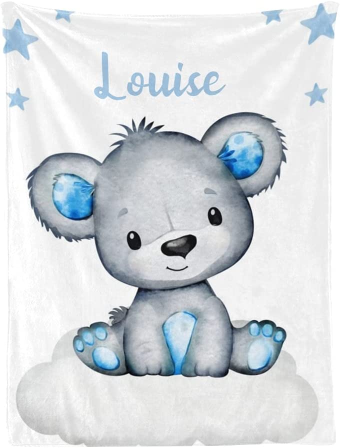Personalized Baby Blankets with Name for Boys Girls, Elephant baby Blankets Swaddle Newborn Gifts