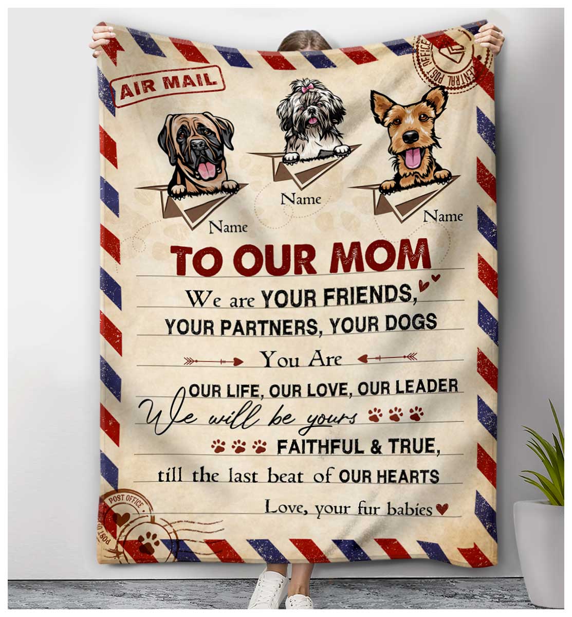 Personalized Cute Dog Breeds Blanket For Dog Mom Gift For Dog Owners