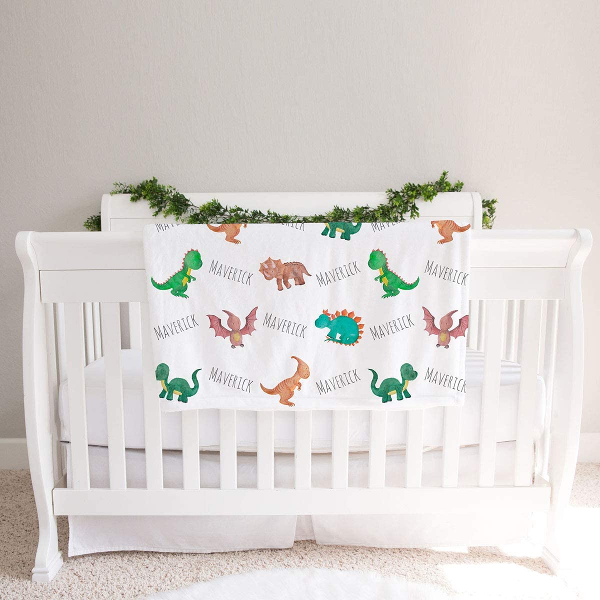 Personalized Dinosaur Fleece Baby Blanket, baby gift