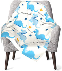 Personalized Baby Blankets for Boys with Name, Dinosaur Baby Boys Blanket with Name for Baby Gifts