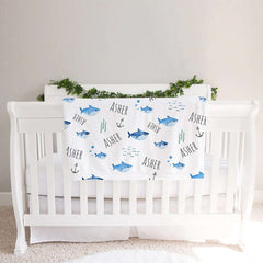 Baby Sharks Personalized Baby Blanket - Custom Baby Boy Blanket- Gift Newborn Blanket- Baby Girl Blanket- Soft and Safe for Babies