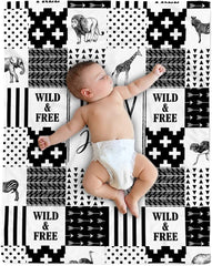 Personalized Black Square Safari Baby Blanket, Jungle Animal Baby Blanket, Jungle Theme Baby Blanket, Jungle Blanket Baby