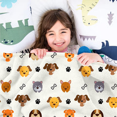 Cute Dog Cartoon Blanket Soft Flannel Throw Blankets for Kids Birthday Gifts for Couch Bed Living Room Decor All Seasons