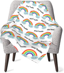 Personalized Baby Blankets for Boys with Name, Customized Rainbow Baby Boys Blanket with Name